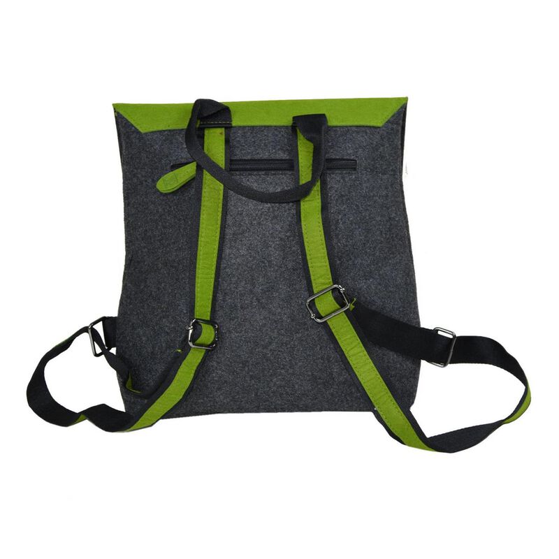 Jo Luping Koru White On Green Dark Grey Ecofelt Backpack image number 1